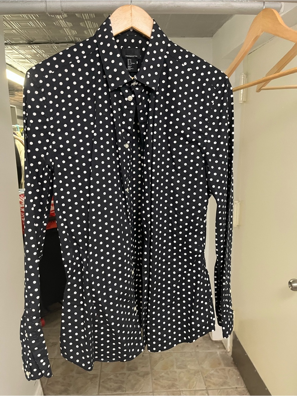 Black and White Polka Dot Button Down Shirt